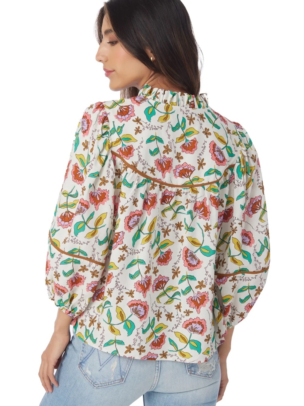 πΈβ CROSBY by Mollie Burch Rosie Top β Woodcut Floral Print Size Small - Picture 2 of 10